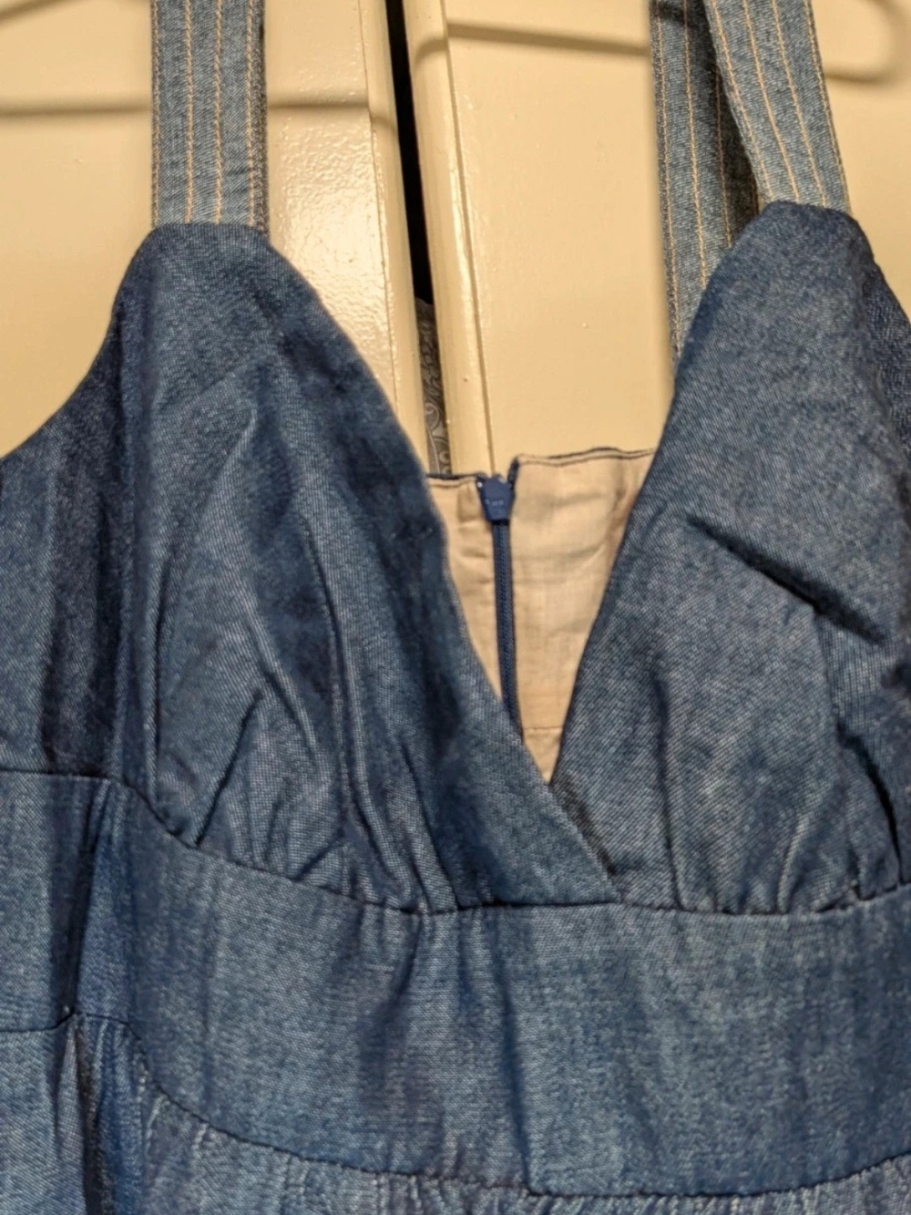 Dark Denim Dress with Tiered Seams